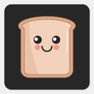 Toast Kawaii Art Quadratischer Aufkleber