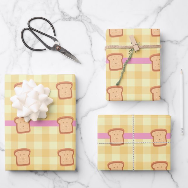 Toast Kawaii Wrapping Paper (Set 3) Geschenkpapier Set (Vorderseite)