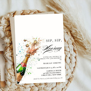 Toast Pink Champagne Flasche Brautparty Einladung