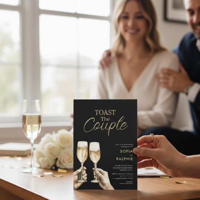 Toast The Couple Gold Script Engagement Einladung (Von Creator hochgeladen)