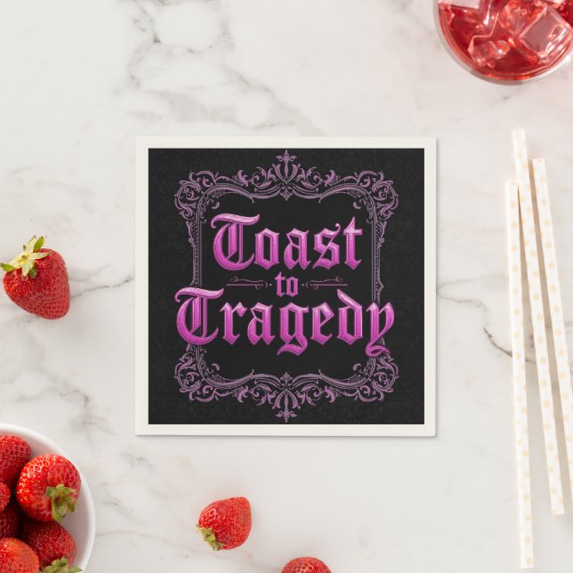 Toast to Tragedy Bachelorette Napkins | Gothic Par Serviette (Beispiel)