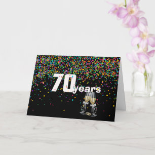 Toast zum 70. Geburtstag in Konfetti Karte