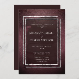 Toasted Burgundy & Silver Frame Wedding oder Party Einladung