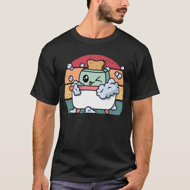 Toaster Bath Funny Retro Live Lächeln Toaster Bath T-Shirt (Vorderseite)