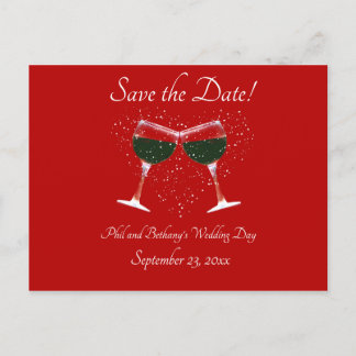 Toasting Wine Glasses Cheers Save the Date Einladungspostkarte