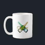 Toasting with a bottle kaffeetasse<br><div class="desc">"Toasting with a bottle" features a striking design of crossed champagne bottles and the word "Cheers, " creating a celebratory mood. It's the perfect item to add color to special moments such as parties,  anniversaries,  and the New Year holidays. It creates a glamorous and fun atmosphere.</div>