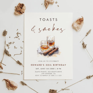 Toasts and Smokes Whisky & Cigars Birthday Einladung