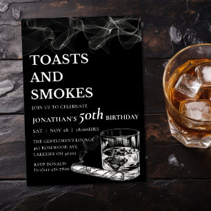 Toasts & Smokes Whisky Zigarre Männer-Geburtstag Einladung