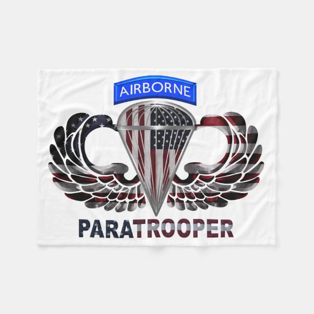 Toasty Warm American Im Flugzeug Paratrooper Flag Fleecedecke (Vorderseite (Horizontal))