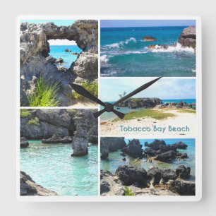 Tobacco Bay Beach, Bermuda Quadratische Wanduhr