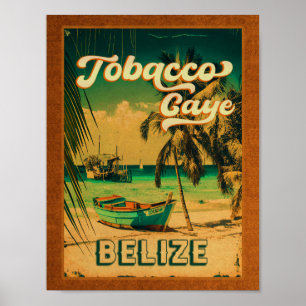 Tobacco Caye Belize Vintage Palmen Souvenirs Poster