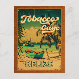 Tobacco Caye Belize Vintage Palmen Souvenirs Postkarte