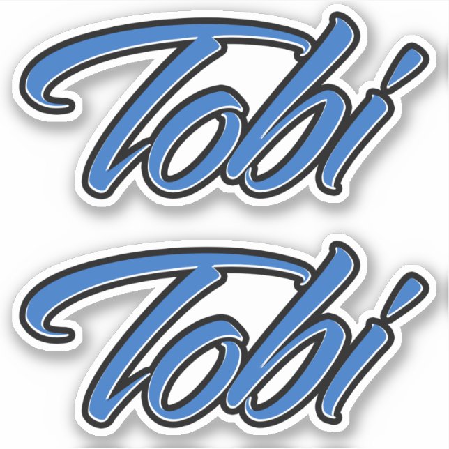 Tobi Name blue Aufkleber Sticker Stickerset (Vorderseite)