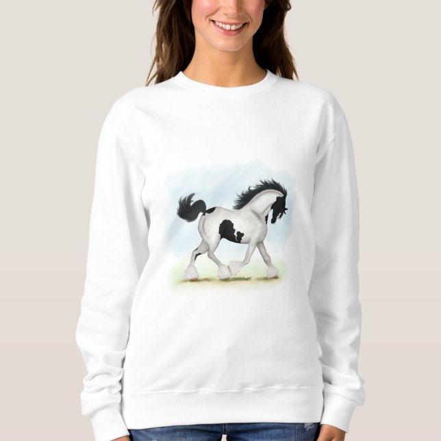 Tobiano Sinti und Roma Vanner Pferd Sweatshirt (Vorderseite)