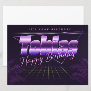 Tobias Name Vorname lila retro Karte Geburtstag