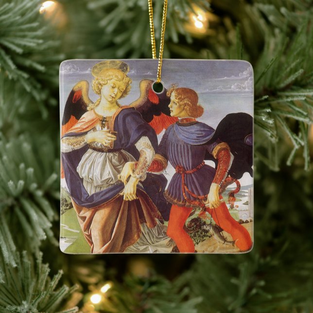 Tobias und der Engel von Andrea del Verrocchio Keramikornament (Baum)