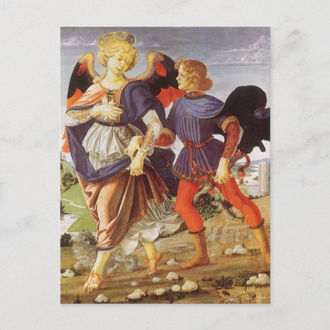 Tobias und der Engel von Andrea del Verrocchio Postkarte (Vorderseite)