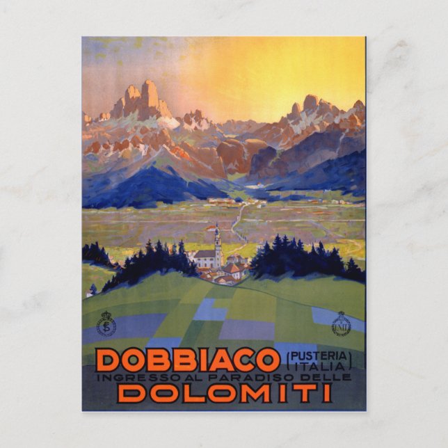 Toblach Italien Vintage Travel Poster Postkarte (Vorderseite)