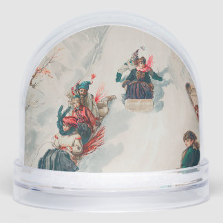 "Tobogganing", Chromolithograph, Louis Prang & Co. Schneekugeln