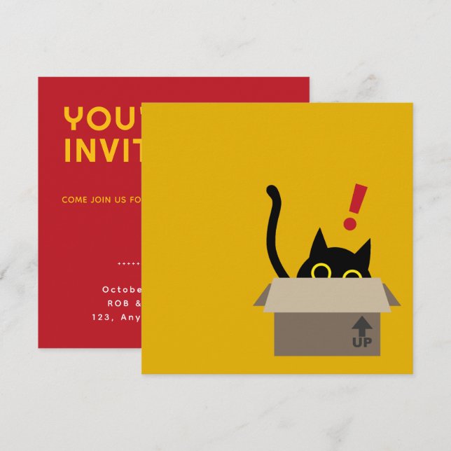 TOC TOC! - Funny Cat Housewarming Einladungskarte Einladung (Vorne/Hinten)