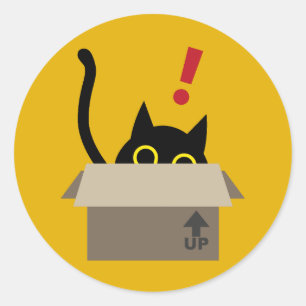 TOC TOC! Funny Cat in einer Box Housewärming-Aufkl Runder Aufkleber