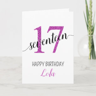 Tochter 17 Rosa Glitzer Geburtstagskarte Karte
