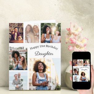 Tochter 6 Foto Collage jedes Alters großen Geburts Karte