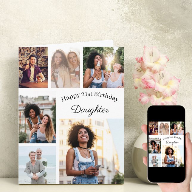 Tochter 6 Foto Collage jedes Alters großen Geburts Karte (Von Creator hochgeladen)