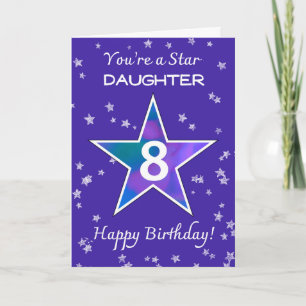 Tochter 8. Geburtstag Shining Star Vibraning Lila Karte