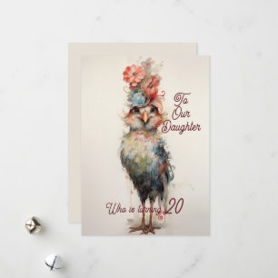 Tochter Abstraktes Hühnchen am 20. Geburtstag Feiertagskarte