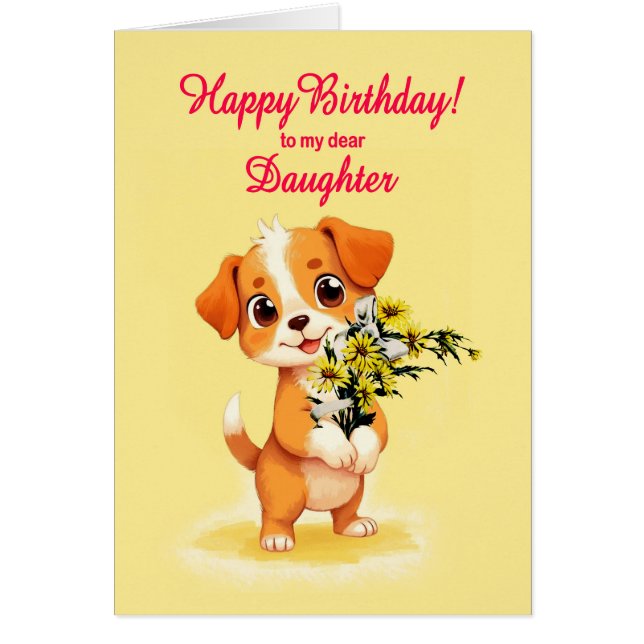 Tochter Birthday Welpe und Blume (Vorne)