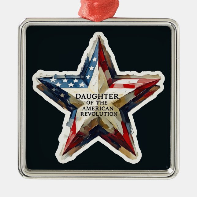 Tochter der American Revolution DAR Star USA Ornament Aus Metall (Vorne)