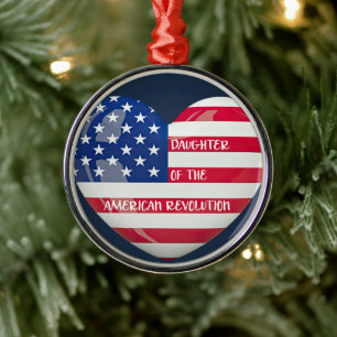 Tochter der Amerikanischen Revolution DAR Herz USA Ornament Aus Metall
