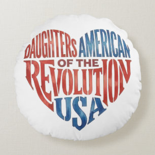 Töchter der Amerikanischen Revolution USA Herz Rundes Kissen