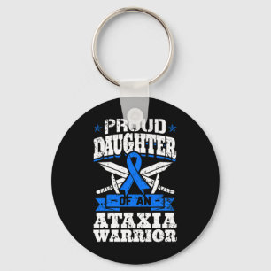 Tochter eines Ataxia Warrior Blue Awareness Ribbo Schlüsselanhänger