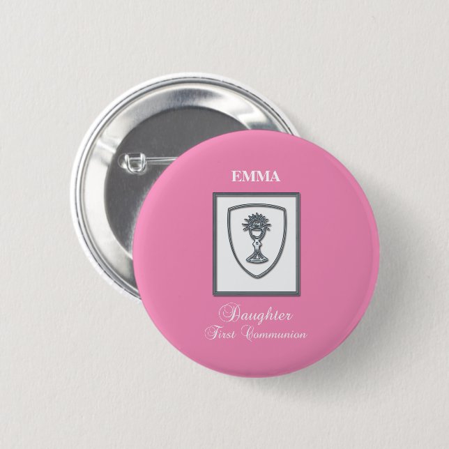 Tochter, Erste Kommune Silver Chalice Button (Vorne & Hinten)
