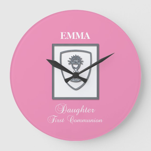Tochter, Erste Kommune Silver Chalice Große Wanduhr (Vorderseite)
