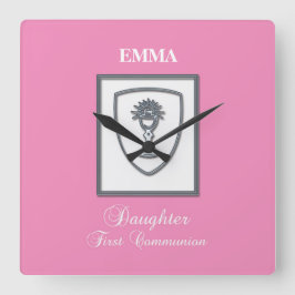 Tochter, Erste Kommune Silver Chalice Quadratische Wanduhr
