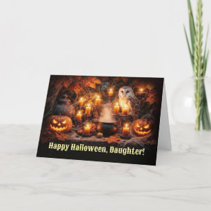 Tochter Frohes Halloween Hübscher Herbst Eule Karte