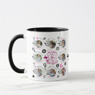 Tochter Geburtstags-Foto-Collage-Typografie Tasse