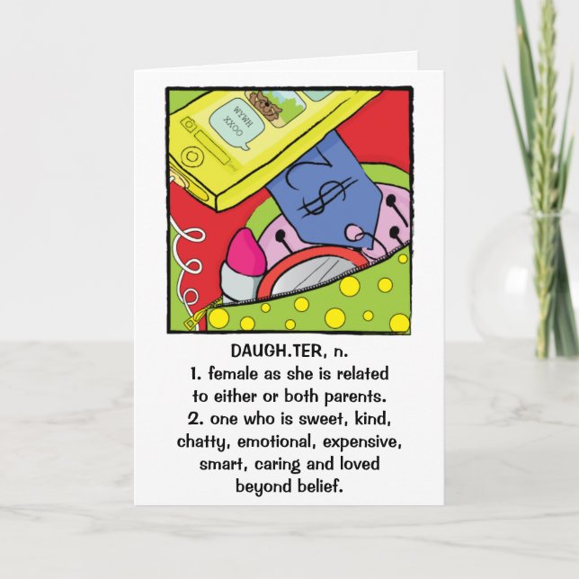 Tochter Geburtstagskarte Humorose Süße Karte (Vorderseite)