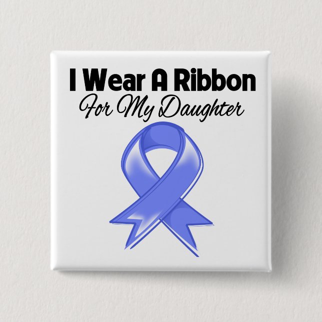 Tochter - Ich trage Periwinkle Ribbon Button (Vorderseite)
