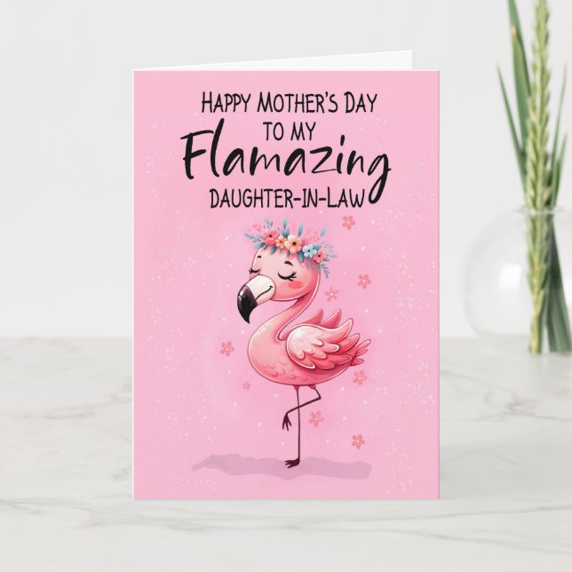 Tochter im Gesetz Muttertag mit Flamingo Fabulous Karte (Vorderseite)