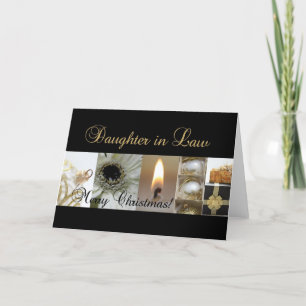 Tochter in Law Frohe Weihnachts schwarzen goldenen Feiertagskarte