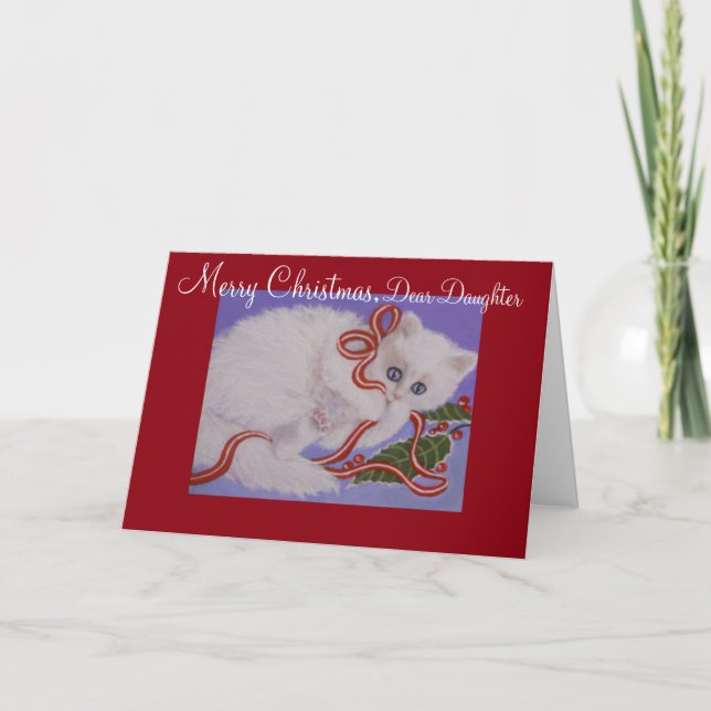 Tochter, Kätzchen, Weihnachtskarte Feiertagskarte (Vorderseite)