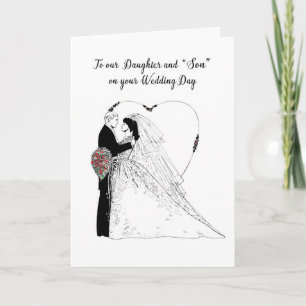 Tochter & „Sohn“- Hochzeitswünsche Schwarz Weiß, B Karte