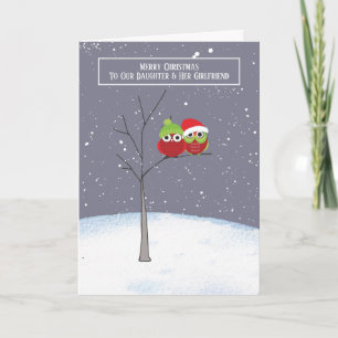 Tochter und Freundin Owl Couple Weihnachten Karte