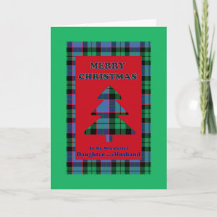Tochter und ihr Ehemann, Tartan Weihnachtsbaum Feiertagskarte