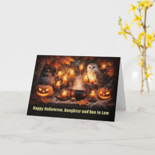 Tochter und Schwiegersohn Frohes Halloween Eule Karte