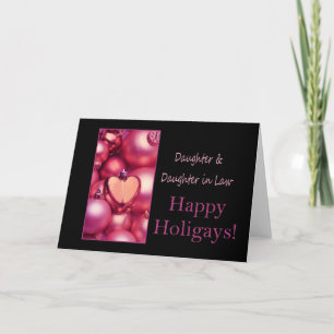 Tochter und Tochter im Gesetz Pink Happy Holigays Feiertagskarte